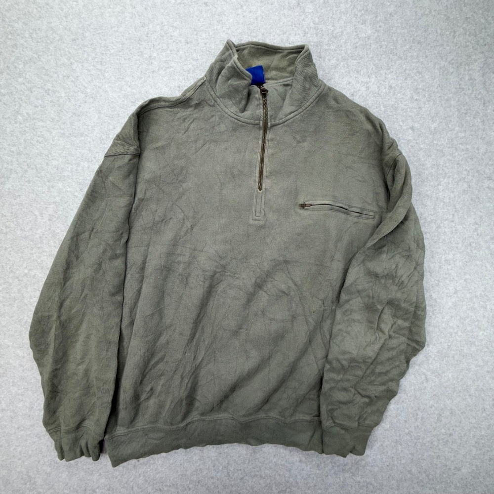 Pendleton Mens Medium Olive Green 100% Cotton Quarter‎ Zip Pullover Sweater Knit